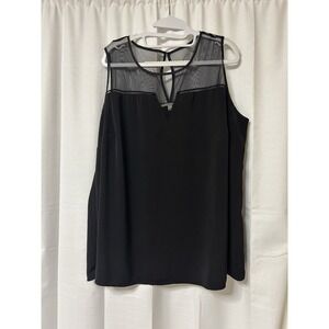 41 Hawthorn Women's Sleeveless Blouse Size 1X Top Black Sheer Neck Top Business